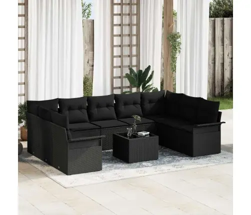 10 Gabalu Dārza Dīvānu Komplekts Ar Spilveniem Beigā Poli Rotangpalma Vidaxl