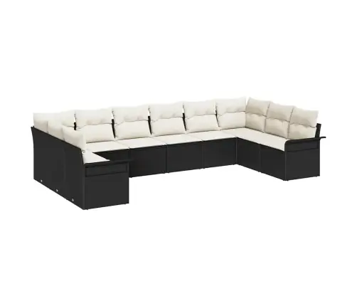 10 Daļu Dārza Dīvānu Komplekts Ar Spilveniem Melna Polirāna Vidaxl