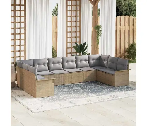 Aia Diivanikomplekt Ladustamisega 10 Pcs Beež Polürotang