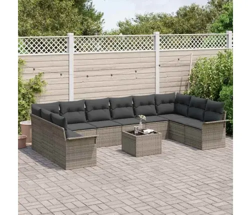 10 Gabalu Dārza Dīvānu Komplekts Ar Spilveniem Melna Poli Rotangpalma Vidaxl