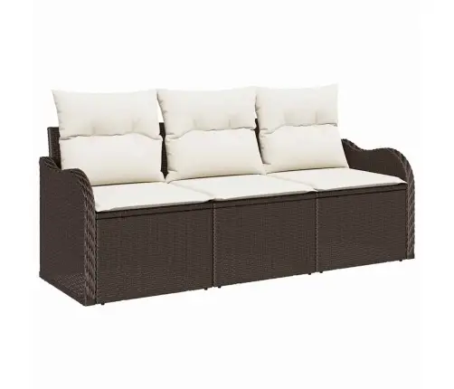 3 Daļu Dārza Dīvānu Komplekts Ar Spilveniem Brūnā Poli Rotangpalmas Vidaxl