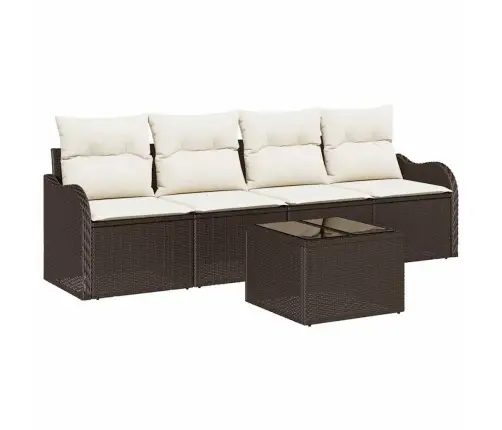 5 Daļu Dārza Dīvānu Komplekts Ar Spilveniem Brūnajā Poliratanā Vidaxl