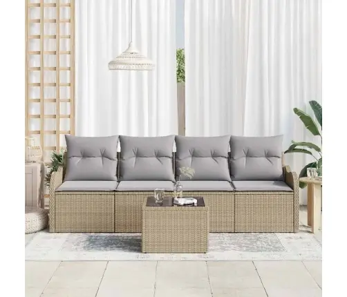 Sodo Sofų Rinkinys Su Pagalve Su Saugykla 5 Pcs Bežinė Ir Pilka