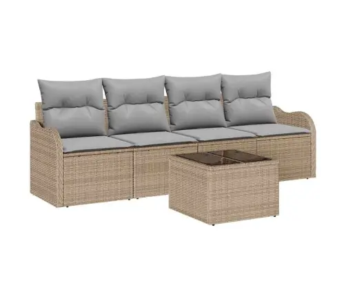 Sodo Sofų Rinkinys Su Pagalve Su Saugykla 5 Pcs Bežinė Ir Pilka