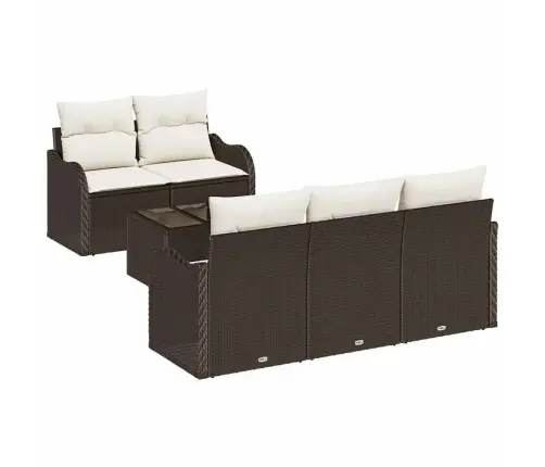 6 Daļu Dārza Dīvāna Komplekts Ar Spilveniem, Brūnā Poliratanā Vidaxl