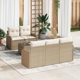 Dārza Dīvānu Komplekts 6 Pcs Bēšs Un Krēms 55 X 55 X 37 Cm Vidaxl