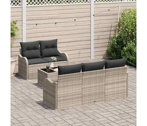 Sodo Sofų Rinkinys 6 Pcs Šviesiai Pilka Ir Tamsiai Pilka