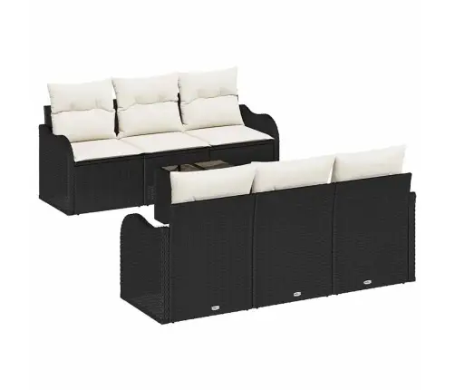 7 Daļu Dārza Dīvānu Komplekts Ar Spilveniem Melnā Poli Ratanā Vidaxl