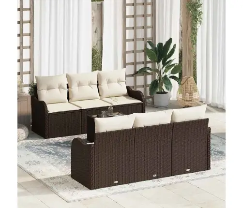 Sodo Sofų Rinkinys 7 Pcs Ruda Ir Grietinėlė 55 X 55 X 37 Cm