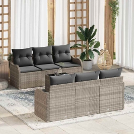Sodo Sofų Rinkinys 7 Pcs Šviesiai Pilka Ir Tamsiai Pilka