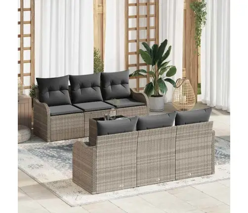 Sodo Sofų Rinkinys 7 Pcs Šviesiai Pilka Ir Tamsiai Pilka