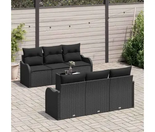 7 Daļu Dārza Dīvānu Komplekts Ar Spilveniem, Melnā Poliestera Rotangā Vidaxl