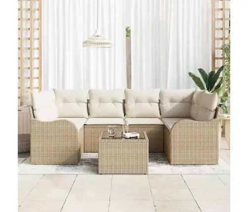 Dārza Dīvānu Komplekts 7 Pcs Bēšs Un Krēms 55 X 55 X 37 Cm Vidaxl
