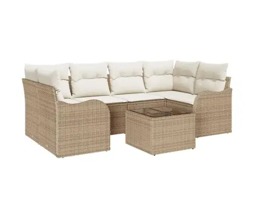 Dārza Dīvānu Komplekts 7 Pcs Bēšs Un Krēms 55 X 55 X 37 Cm Vidaxl