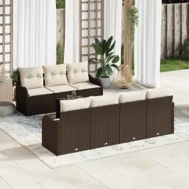 Sodo Sofų Rinkinys 8 Pcs Ruda Ir Grietinėlė 55 X 55 X 37 Cm