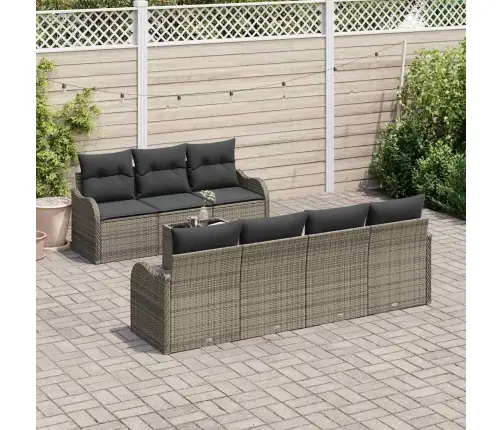 8 Daļu Dārza Dīvāna Komplekts Ar Pelēkiem Spilveniem Vidaxl