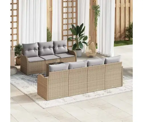 8 Gabalu Dārza Dīvānu Komplekts Ar Bēšiem Spilveniem Vidaxl