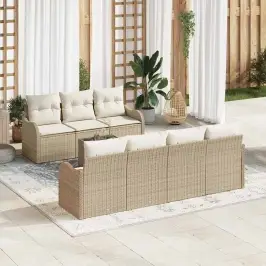 Dārza Dīvānu Komplekts Ar Spilvenu 8 Pcs Bēšs Un Krēms Vidaxl