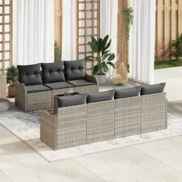 Sodo Sofų Rinkinys 8 Pcs Šviesiai Pilka Ir Tamsiai Pilka
