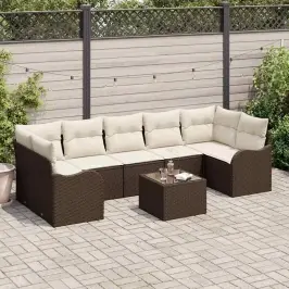 Dārza Dīvānu Komplekts 8 Pcs Brūns Un Krēma 55 X 55 X 37 Cm Vidaxl
