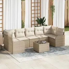 Dārza Dīvānu Komplekts 8 Pcs Bēšs Un Krēms 55 X 55 X 37 Cm Vidaxl