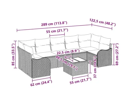 Sodo Sofų Rinkinys Su Pagalve 8 Pcs Bežinė Ir Kreminė
