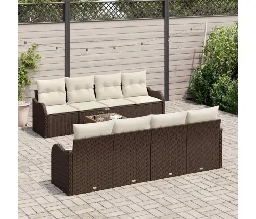 9 Daļu Dārza Dīvānu Komplekts Ar Spilveniem Brūnā Poliratanā Vidaxl