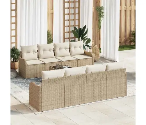 Sodo Sofų Rinkinys Su Pagalve 9 Pcs Bežinė Ir Kreminė