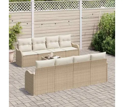 Sodo Sofų Rinkinys Su Pagalve 9 Pcs Bežinė Ir Kreminė