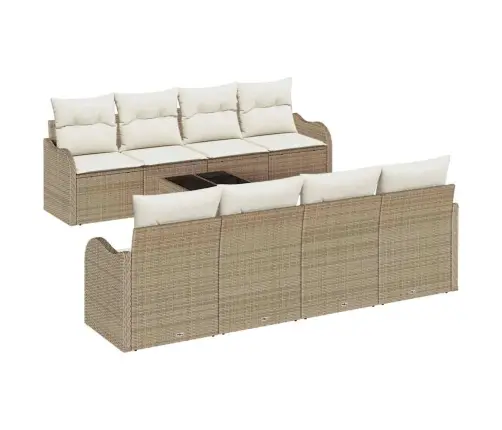 Sodo Sofų Rinkinys Su Pagalve 9 Pcs Bežinė Ir Kreminė