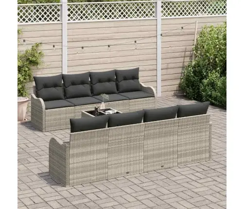 Sodo Sofų Rinkinys 9 Pcs Šviesiai Pilka Ir Tamsiai Pilka