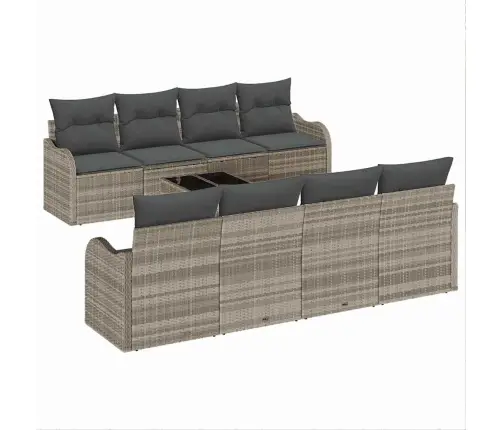 Sodo Sofų Rinkinys 9 Pcs Šviesiai Pilka Ir Tamsiai Pilka