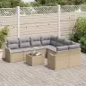 Sodo Sofų Rinkinys Su Pagalve Su Saugykla 9 Pcs Bežinė Ir Pilka Sodo Sofų Rinkinys Su Pagalve Su Saugykla 9 Pcs Bežinė Ir Pilka