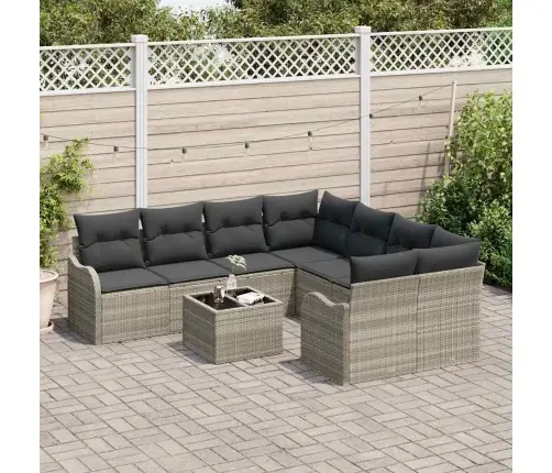 Sodo Sofų Rinkinys 9 Pcs Šviesiai Pilka Ir Tamsiai Pilka