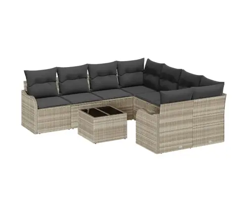 Sodo Sofų Rinkinys 9 Pcs Šviesiai Pilka Ir Tamsiai Pilka