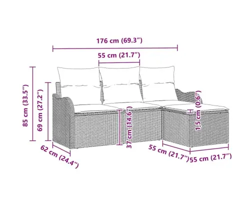 Sodo Sofų Rinkinys Su Saugykla 4 Pcs Smėlio Poliratanas