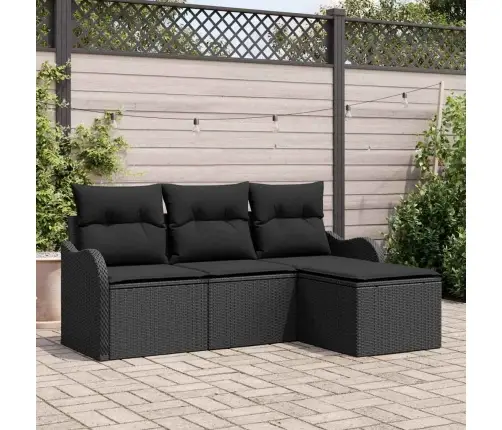 Aia Diivanikomplekt Ladustamisega 4 Pcs Must Polürotang