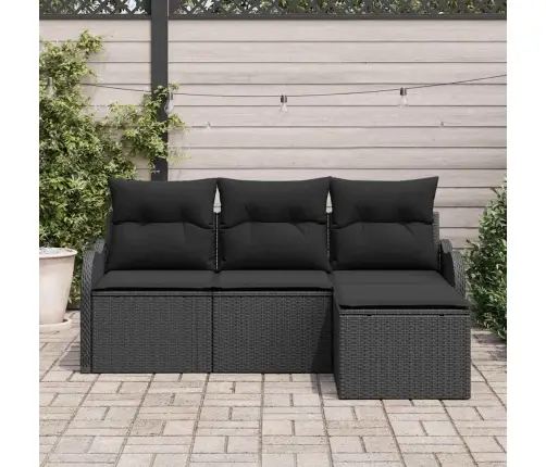 Aia Diivanikomplekt Ladustamisega 4 Pcs Must Polürotang