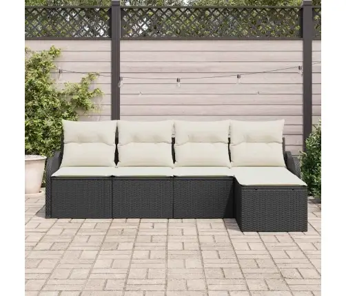 5 Gabalu Dārza Dīvānu Komplekts Ar Spilveniem Melna Polietilēna Rotangpalma Vidaxl