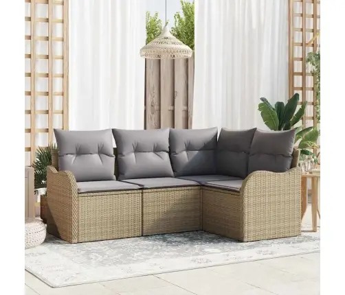 Aia Diivanikomplekt Ladustamisega 4 Pcs Beež Polürotang