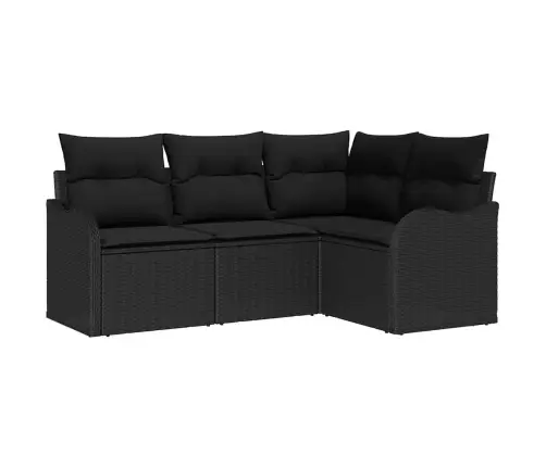 Dārza Dīvānu Komplekts Ar Uzglabāšanu 4 Pcs Melna Poliratāns Vidaxl