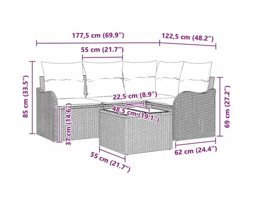 Dārza Dīvānu Komplekts Ar Uzglabāšanu 5 Pcs Melna Poliratāns Vidaxl
