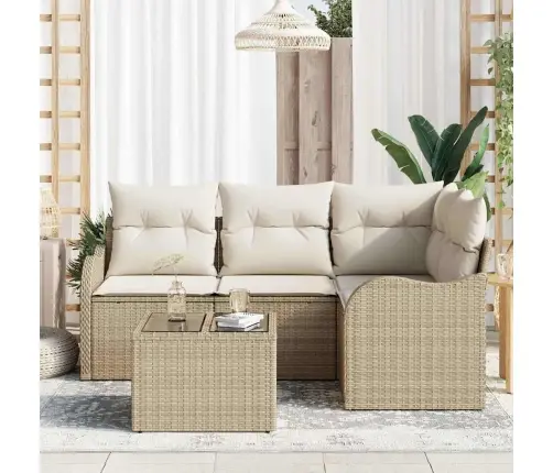 5 Daļu Dārza Dīvāna Komplekts Ar Spilveniem Brūnā Poli Rotangpalmas Vidaxl