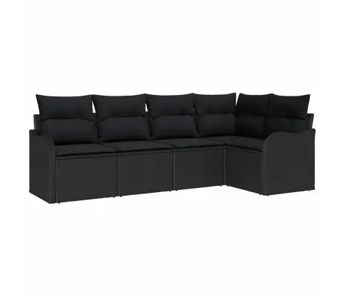 Sodo Sofų Rinkinys Su Saugykla 5 Pcs Juoda Poliratanas