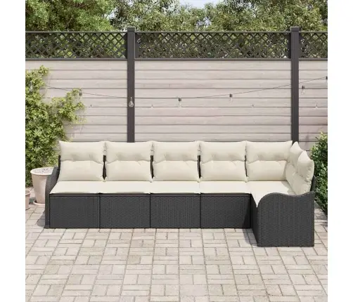 6 Gabalu Dārza Dīvānu Komplekts Ar Spilveniem Melna Poli Rotangpalma Vidaxl