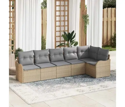 6 Daļīgs Dārza Dīvānu Komplekts Ar Spilveniem Bēšā Poliratanā Vidaxl