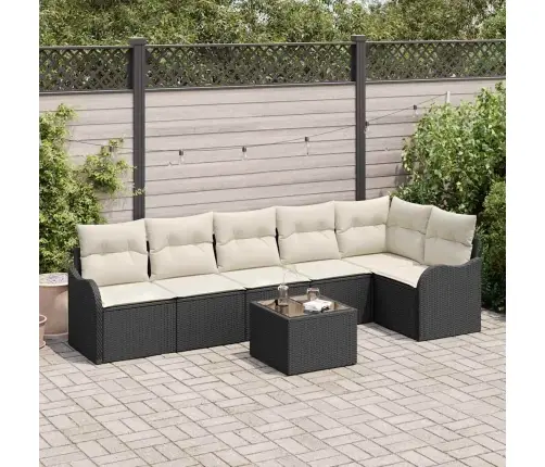 Sodo Sofų Rinkinys Su Pagalve 7 Pcs Ruda Poli Ratanas