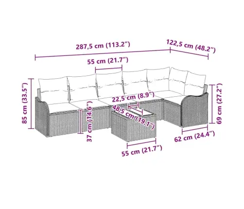 Aia Diivanikomplekt Padjaga 7 Pcs Must Polürooster