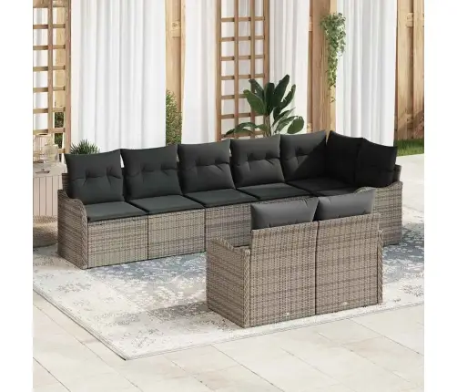 Dārza Dīvānu Komplekts 8 Pcs Pelēka Poliūtu Rotangpalma Vidaxl