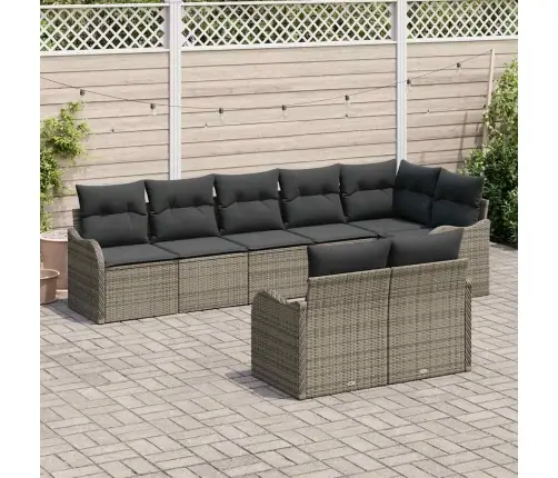 Dārza Dīvānu Komplekts 8 Pcs Pelēka Poliūtu Rotangpalma Vidaxl